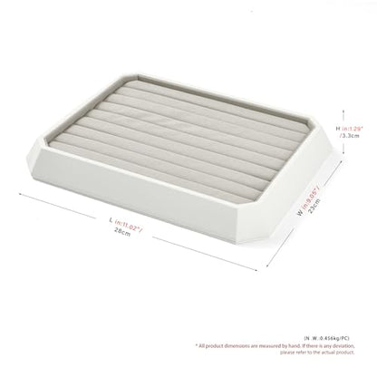 Premium PU Leather Stackable Jewelry Ring Display Tray Ring Earring Display Holder Organizer Showcase(Grey) - color: Grey, size: Ring Tray