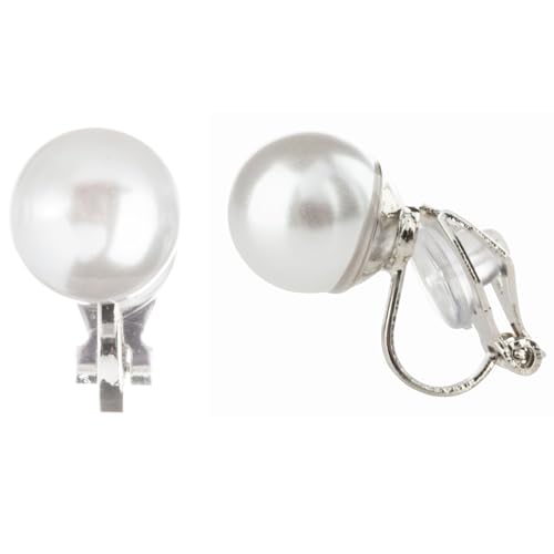Aloha Earrings Simulated Freshwater Pearl Clip On Stud Earrings - style: Silver Tone