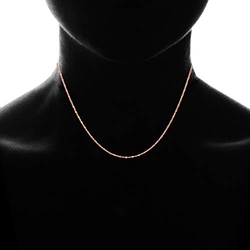 SEA OF ICE Sterling Silver 1mm Diamond-Cut Bead Station Rolo Chain Adjustable Necklace For Women, Size 22" Italy