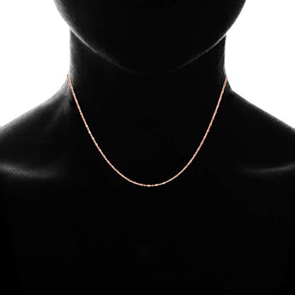 SEA OF ICE Sterling Silver 1mm Diamond-Cut Bead Station Rolo Chain Adjustable Necklace For Women, Size 22" Italy