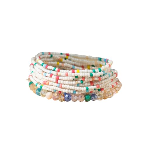 Boho Colorful Stackable Crystal Glass Beads Stretch Bracelets Multilayered Bracelets for Women Bohemian Jewelry - color: Colors Mix