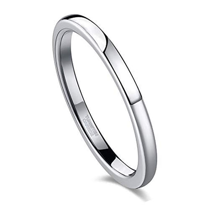 TRUMIUM 2mm 4mm 6mm 8mm Tungsten Wedding Band Ring for Men Women Silver/Rose Gold Plated/Rainbow/Gold Plated Domed High Polish Engagement Promise Rings Comfort Fit 4-15 - color: 2mm silver plated