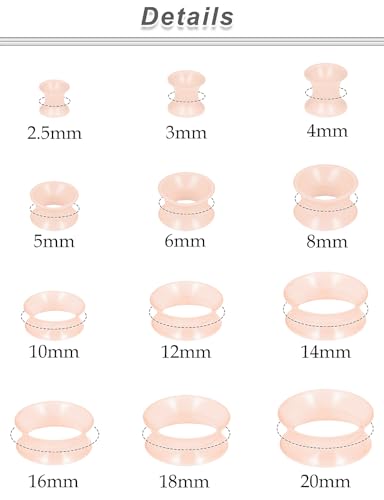6G-25mm Thin & Thick Silicone Ear Gauges Stretching Kit Flexible Tunnels Plugs for Ear Expander Gauge Earlets Plug Set Gauges Kit - style: Skin Color-Mix Size-10G-20mm