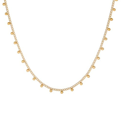 Gold Chain Necklace for Women 18K Gold Plated Dainty Star Cross Heart Cuabn Choker Chains Stainless Steel Trendy Jewelry Christmas Gifts - color: Cuban Ball Drop