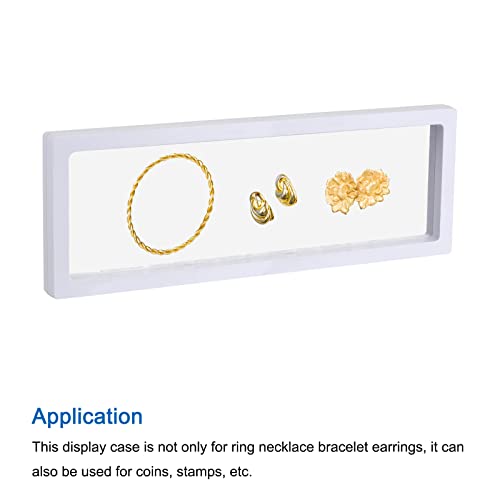 MECCANIXITY Floating Frame Display Holder Stand 3D Jewelry Display Box 11.81 x 4.33 x 0.79 inch White for Ring Necklace Bracelet Earring Pack of 2 - color: White, size: 11.81 x 4.33 x 0.79 inch