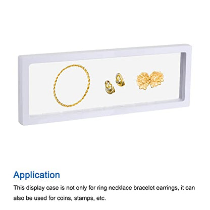 MECCANIXITY Floating Frame Display Holder Stand 3D Jewelry Display Box 11.81 x 4.33 x 0.79 inch White for Ring Necklace Bracelet Earring Pack of 2 - color: White, size: 11.81 x 4.33 x 0.79 inch