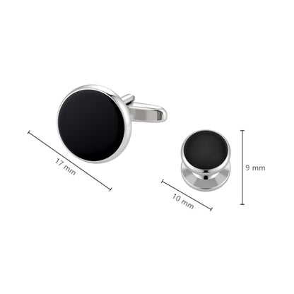 Cufflinks for Men and Tuxedo Shirt Studs Set with Gift Box Stainless Steel Cuff links - style: Silver/Black-2+6