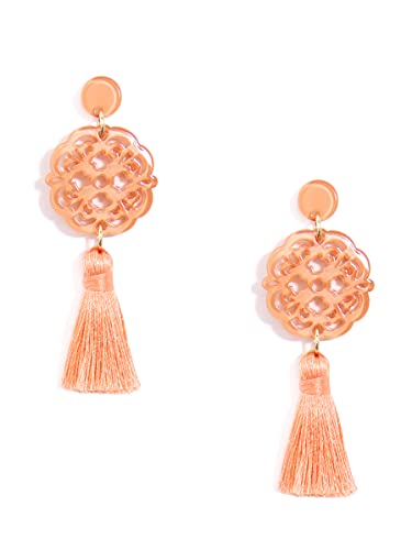 Acrylic Resin Tassel Earrings for Women Geometric Modern Pattern Acetate Drop and Dangle Earrings Trendy Fashion Jewelry - color: Beige