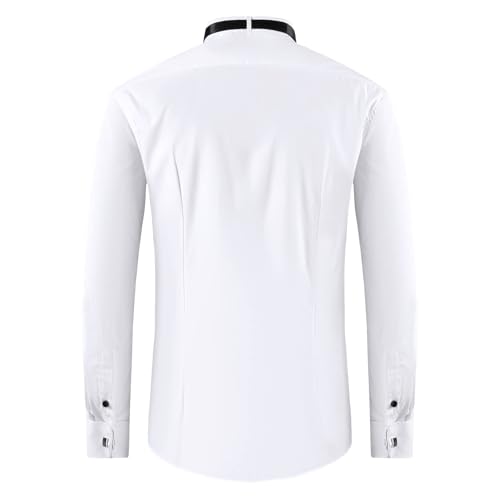 FAHIZO Men's White Tuxedo Shirt with Wing Collar, French Cuffs & Accessories - color: Bow Tie/White-a, size: X-Large