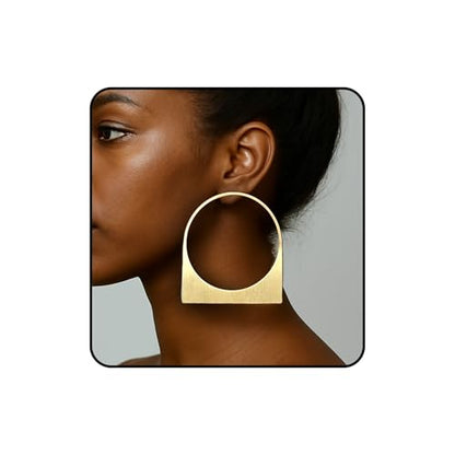 Large Chunky Gold Hoop Earrings for Women – Expensive Hollow Geometric Stainless Steel Statement Dangle Earrings with Textured Big Circle Design, Modern Metallic Fashion Jewelry Gift - color: Gold