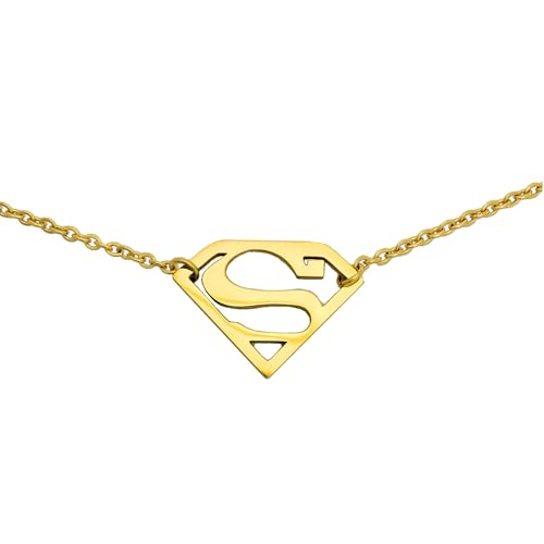 Tapp Collections Stainless Steel Superhero Pendant Necklace - color: Super-W / Steel Chain / Gold Color