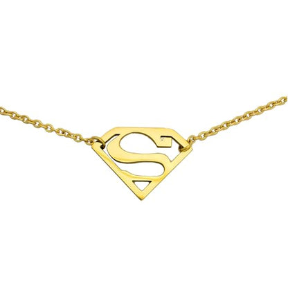 Tapp Collections Stainless Steel Superhero Pendant Necklace - color: Super-W / Steel Chain / Gold Color