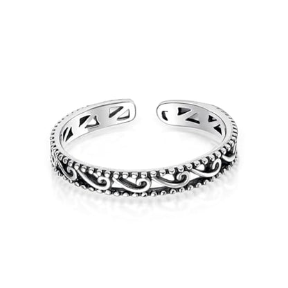 LeCalla 925 Sterling Silver Minimalist Toe Rings Set Simple Open Adjustable Toe-Rings for Women - color: 10. Antique Filigree Wave (1 PCS)