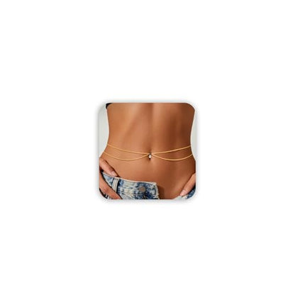Gold Layered Waist Chain for Women, Adjustable Belly Chain | Adjustable layered waist chain for beach days, summer outfits, festivals, vacations, parties, and daily styling - style: Gold Style 7