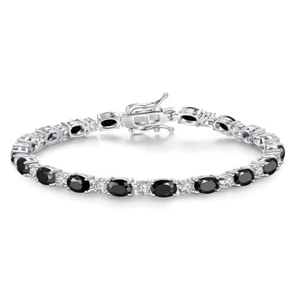 FANCIME Glamour Radiance Sterling Silver Birthstone Tennis Bracelets 7" | Charm Fine Jewelry Birthday Gifts for Women - color: Black Onyx