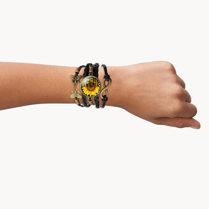 Boho Sunflower Gifts Sunflower Leather Bohemian Bracelet Birthday Gifts for Women Teens Granddaughter Wife Daughter Mom Friendship Bracelets for Her - color: Be a Sunflower