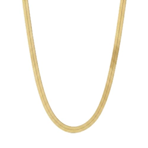 Herringbone Chain Necklace for Women Men 18K Gold Over Italian 925K Stamped Solid Sterling Silver, 3.4mm-5.5mm-7mm-9.4mm-11mm Wide Flat Snake Chain, Made in Italy - size: 18 Inch, style: WIDTH - 7MM