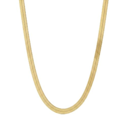 Herringbone Chain Necklace for Women Men 18K Gold Over Italian 925K Stamped Solid Sterling Silver, 3.4mm-5.5mm-7mm-9.4mm-11mm Wide Flat Snake Chain, Made in Italy - size: 16 Inch, style: WIDTH - 7MM