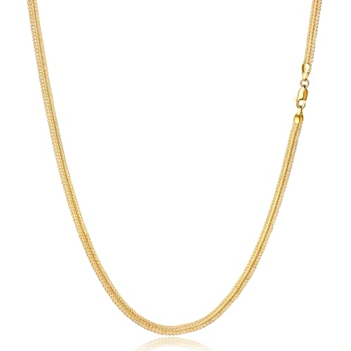 LUCA SMITH Gold Chains for Women & Men, 14K Gold Foxtail Chain Necklace Herringbone Chain Necklace Flat snake Chains 14K Gold Simple Layered Fashion Jewelry Gift for Women 18in 20in 22in 24in - size: 22in, style: Foxtail Chain-Premium Style