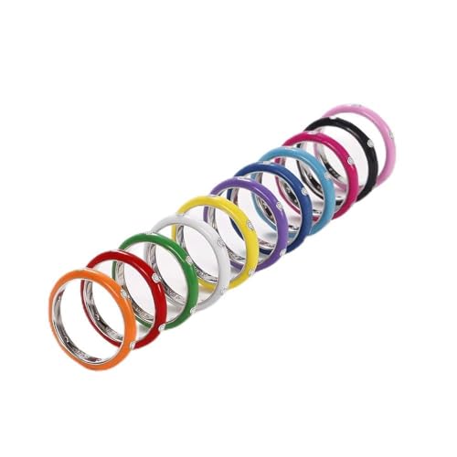 Stackable Enamel Ring 925 Sterling Silver Cubic Zirconia Rainbow Eternity Stacking Band Rings for Women 10 （White） - color: White, size: 10