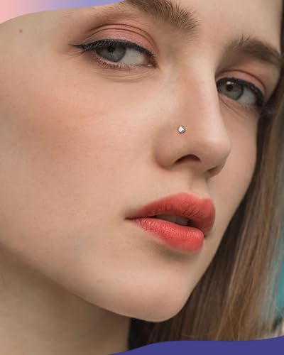 2PCS 20G/18G/16G Titanium Flat Back Nose Studs Internally Thread Cartilage Earring Studs Clear CZ Helix Tragus Earrings for Women Medusa Labret Stud Conch Piercing Jewelry Hypoallergenic - size: 1.2*6mm
