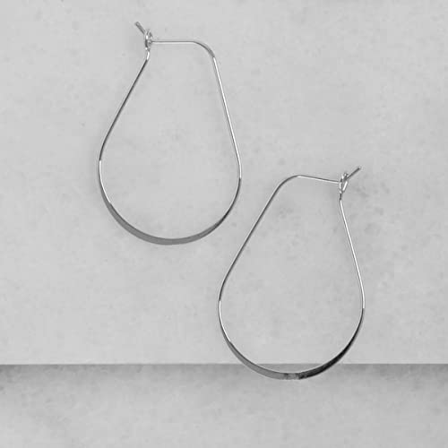 Oval Threader Hoop Earrings for Women - Lightweight Thin Earring Hoops | Plated in 18K Gold or 925 Sterling Silver, Hypoallergenic and Safe for Sensitive Ears - color: 1.4" inch - 925 Sterling Silver Plated