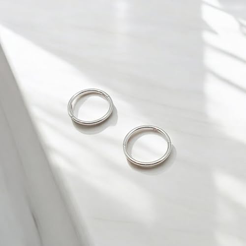 925 Sterling Silver Seamless Sleeper Hoop Clicker Earrings - Hypoallergenic 18G Hinged Hoops for Continuous Wear (8mm to 14mm) - Unisex Women Men Body Jewelry for Ears - size: 25/64" (10mm)