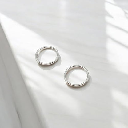 925 Sterling Silver Seamless Sleeper Hoop Clicker Earrings - Hypoallergenic 18G Hinged Hoops for Continuous Wear (8mm to 14mm) - Unisex Women Men Body Jewelry for Ears - size: 25/64" (10mm)