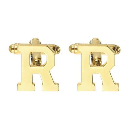PATIKIL Initial Cufflinks, Classic Alphabet Stainless Steel Men Cuff Links 26 Letters A-Z with Box for Men Father Husband Weddings Gift Business Birthday - style: Letter R
