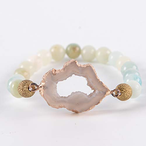 YGLINE Tree of Life Yoga Healing Stone Bracelets,Multilayer Lotus Chakra Stone Reiki Bracelet Sets,Anxiety Crystal Natural Stone,for Women Stress Relief - color: agate druzy
