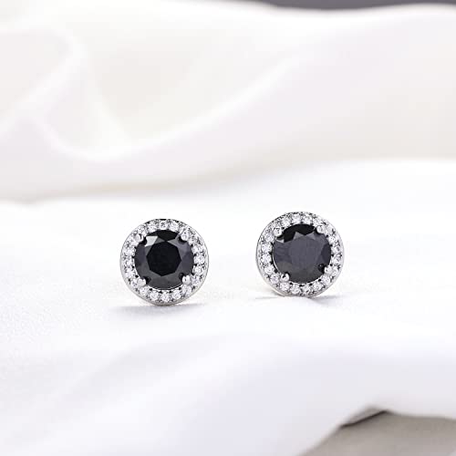 YOQUCOL 8MM Cubic Zirconia Crystal Clip On Stud Earrings Round Non Pierced Earrings for Women - color: Black