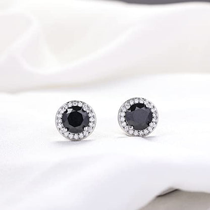 YOQUCOL 8MM Cubic Zirconia Crystal Clip On Stud Earrings Round Non Pierced Earrings for Women - color: Black