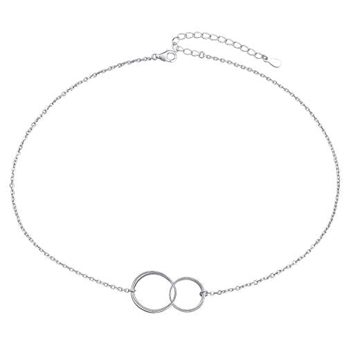 Ladytree S925 Sterling Silver Dainty Simple Choker Necklace,Rolo Chain,Adjustable 13 inches to 16 inches - style: 05_ Infinity choker