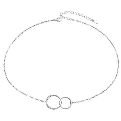 Ladytree S925 Sterling Silver Dainty Simple Choker Necklace,Rolo Chain,Adjustable 13 inches to 16 inches - style: 05_ Infinity choker