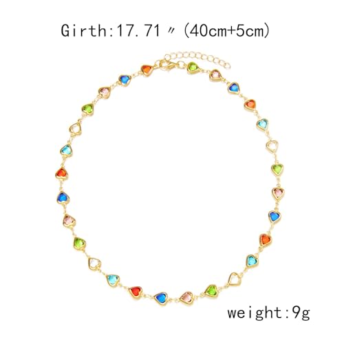 Gold Statement Choker Necklace for Women – Trendy Silver Long Layered Snake Chain Drop Necklace, Elegant Prom Party Jewelry Gift, Delicate Accessories for Her - color: C-Small Fresh Heart Shaped Beaded Necklace