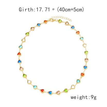 Gold Statement Choker Necklace for Women – Trendy Silver Long Layered Snake Chain Drop Necklace, Elegant Prom Party Jewelry Gift, Delicate Accessories for Her - color: C-Small Fresh Heart Shaped Beaded Necklace