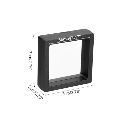 MECCANIXITY Floating Frame Display Holder Stand 3D Jewelry Display Box 2.76 x 2.76 x 0.79 Inch Black for Ring Necklace Bracelet Earring Pack of 2 - color: Black, size: 2.76 x 2.76 x 0.79 inch
