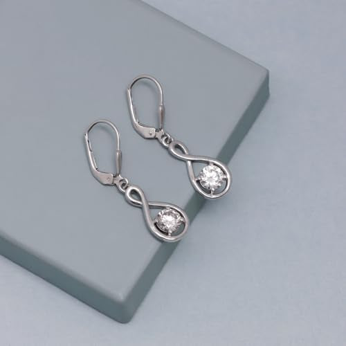 LeCalla 925 Sterling Silver Leverback Drop Earrings | Lightweight Italian Teardrop Dangle Earring for Women - color: CZ Infinity Drop
