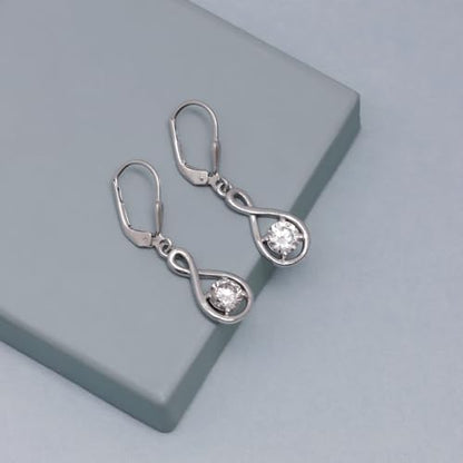 LeCalla 925 Sterling Silver Leverback Drop Earrings | Lightweight Italian Teardrop Dangle Earring for Women - color: CZ Infinity Drop