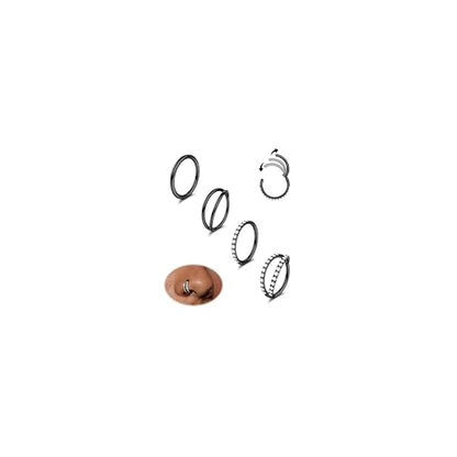 Dochais 4PCS 18G Nose Rings Hoops, Surgical Steel Earrings Tragus Septum Piercing CZ Clicker Ring, Hinged Segment Conch Lip Cartilage Double Hoops 8mm 10mm for Women Men - color: Black, size: 18G(1.0mm),8mm
