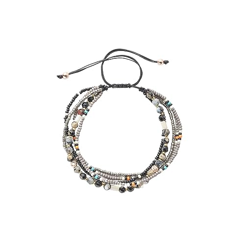Boho Braided Beaded Ankle Bracelets Handmade Adjustable Beach Wrap Bracelet Draw String Anklets Bracelets Gifts for Women - color: Gray