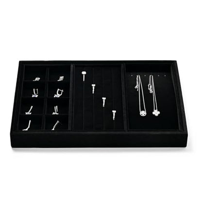 Velvet 4 in 1 Stackable Jewelry Organizer Trays for Rings Necklace Earrings Display - size: 4 in 1