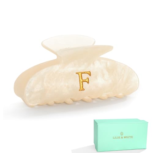 LILIE&WHITE Acrylic Letter Hair Clips For Women Stylish F Initial Hair Claw | Alphabet Hair Clip Fashion Glitter Monogram Claw Clip Elegant And Durable Hair Accessory Large Hair Clips F - color: HC22539F