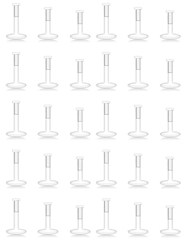 Lcolyoli 30PCS 16G 18G Clear Nose Studs Push Top Piercing Retainers 2mm Flat & Ball Top Bioflex Lip Rings Labret Retainer for Women Men 6-10mm Bar Length - color: Flat Top-30Pcs-18G-Mix Length