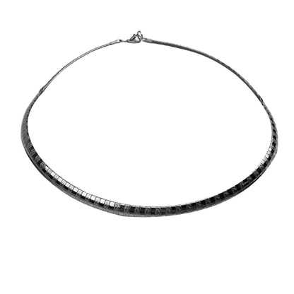 JAJAFOOK 4/6/8 MM Width Snake Bone Chain Stainless Steel Slash Wavy Flat Omega Collar Necklace - color: 6mm Silver