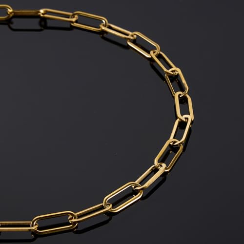 UMAOKANG 6.6 Feet Paperclip Chain for Jewelry Making Gold Plated Stainless Steel Bulk Chain on Spool - color: Paperclip Gold