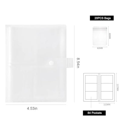 84 Pockets Storage Roll with 20 Small Bags, PVC Waterproof Foldable Travel Jewelry Case Organizer Display