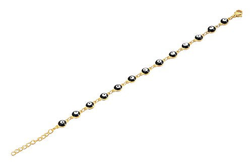 Women's Charm Enamel Evil Eye Protection Link Chain Bracelet - color: Gold,Black