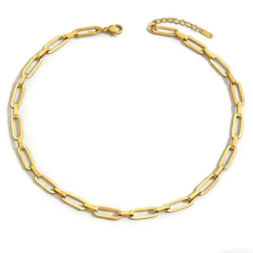 Gold Cross Women's Necklace 18K Gold Plated Stainless Steel Handmade Pearl Necklace Gold Paperclip Necklace, Fashion Jewelry Gifts - style: 2.5"