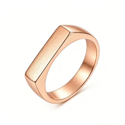 Square Signet Style Titanium Steel Classical Wedding Engagement Ring | Classical Simple Plain Wedding Engagement Statement Ring,Square Shape Signet Style Titanium steel Steel - color: Rose gold